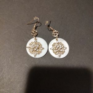 2 in white and gold earrings